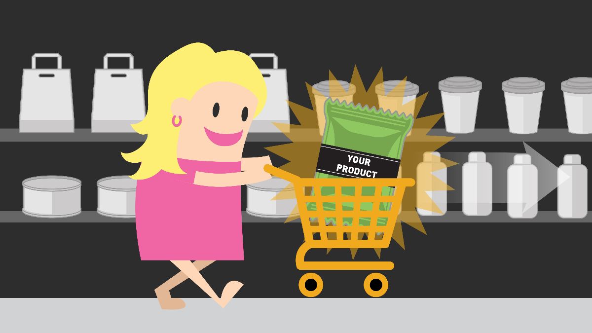 Cartoon Shopping Cart Woman explainer