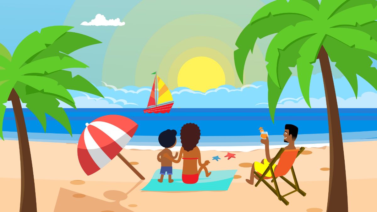 Vacation zone animated marketing video advert 2d cartoon Character